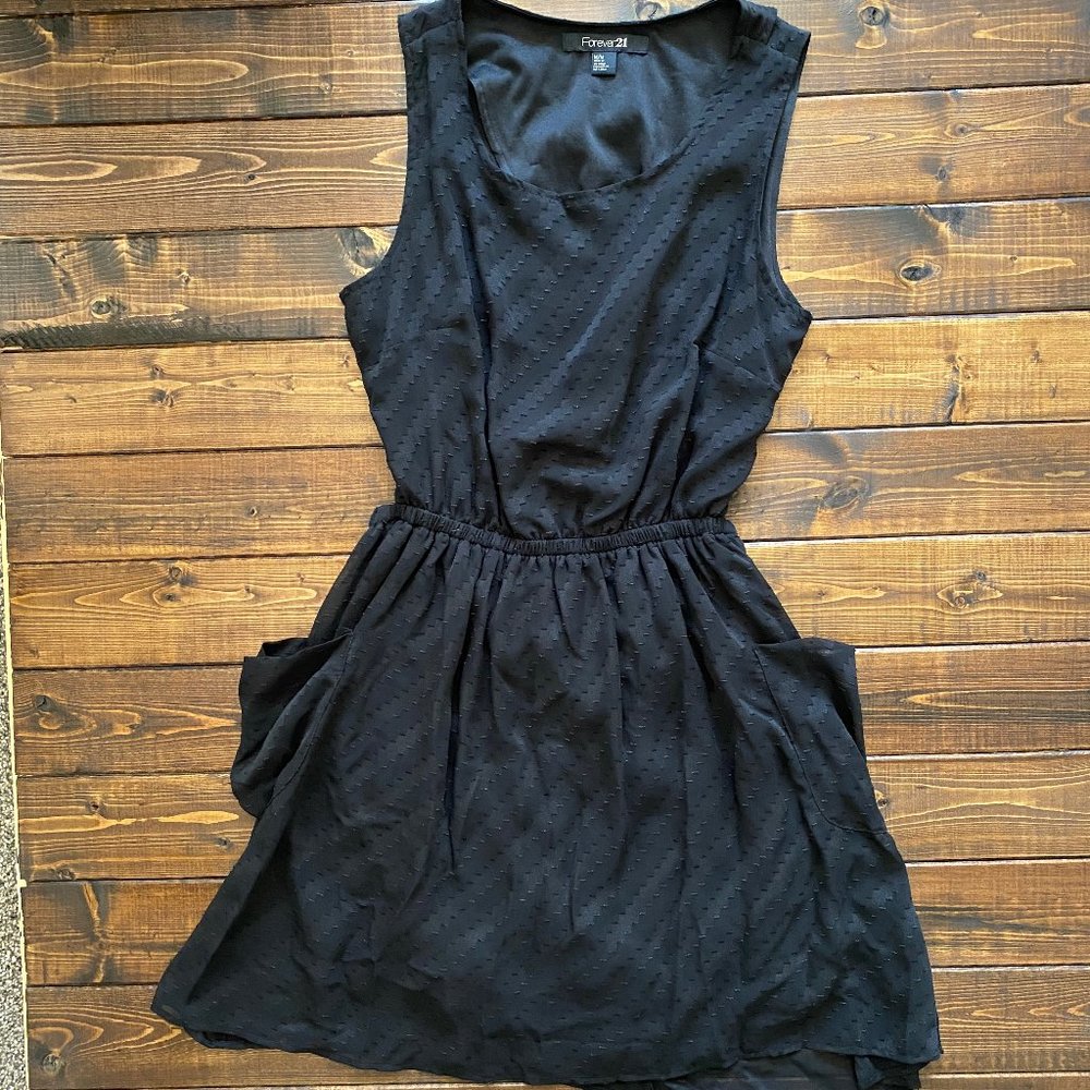 Open Back Dress Black with Pockets